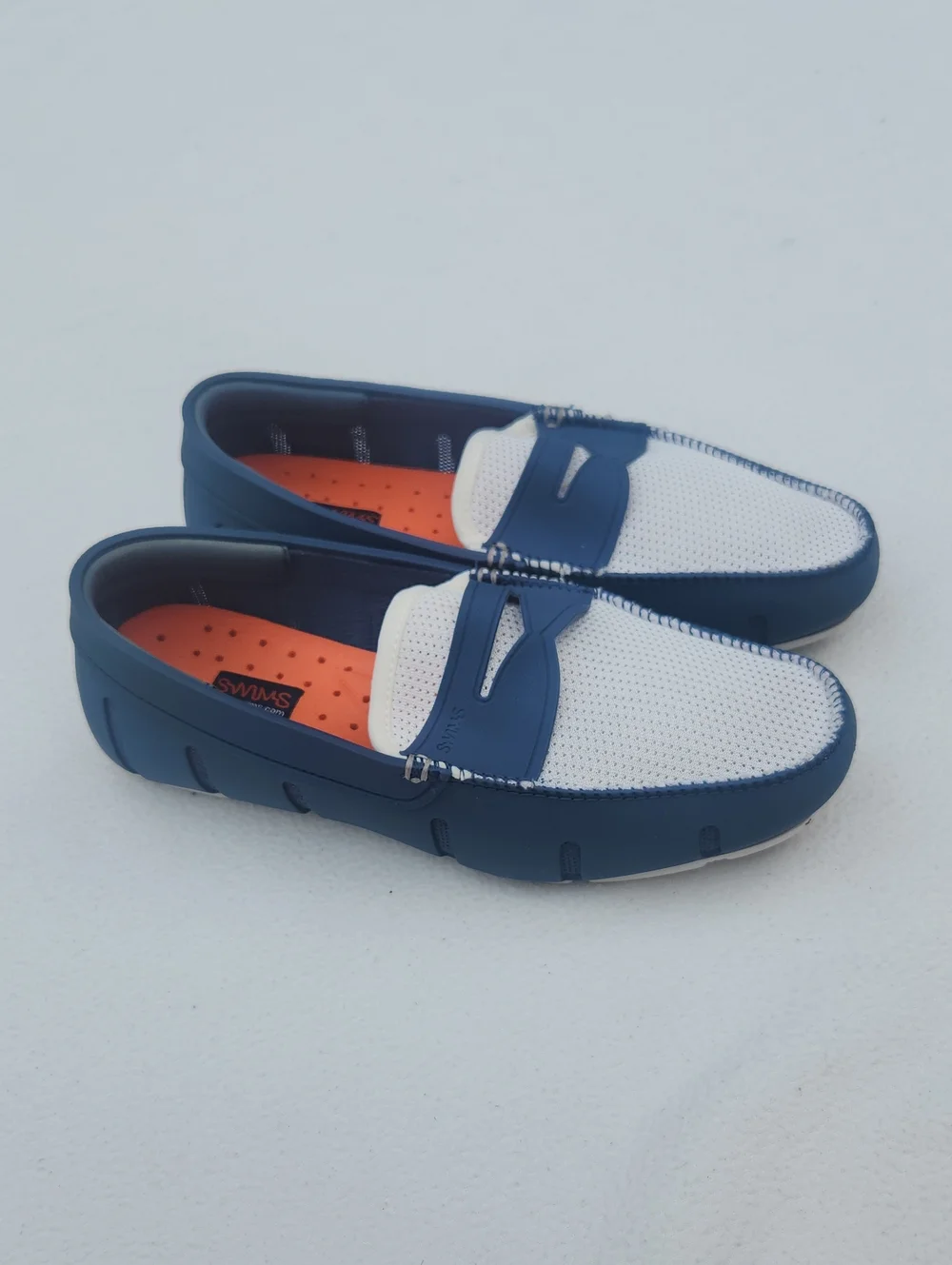 ​SWIMS Men's Penny Loafer Navy Blue White Water Resistant Boat Shoes Size 7